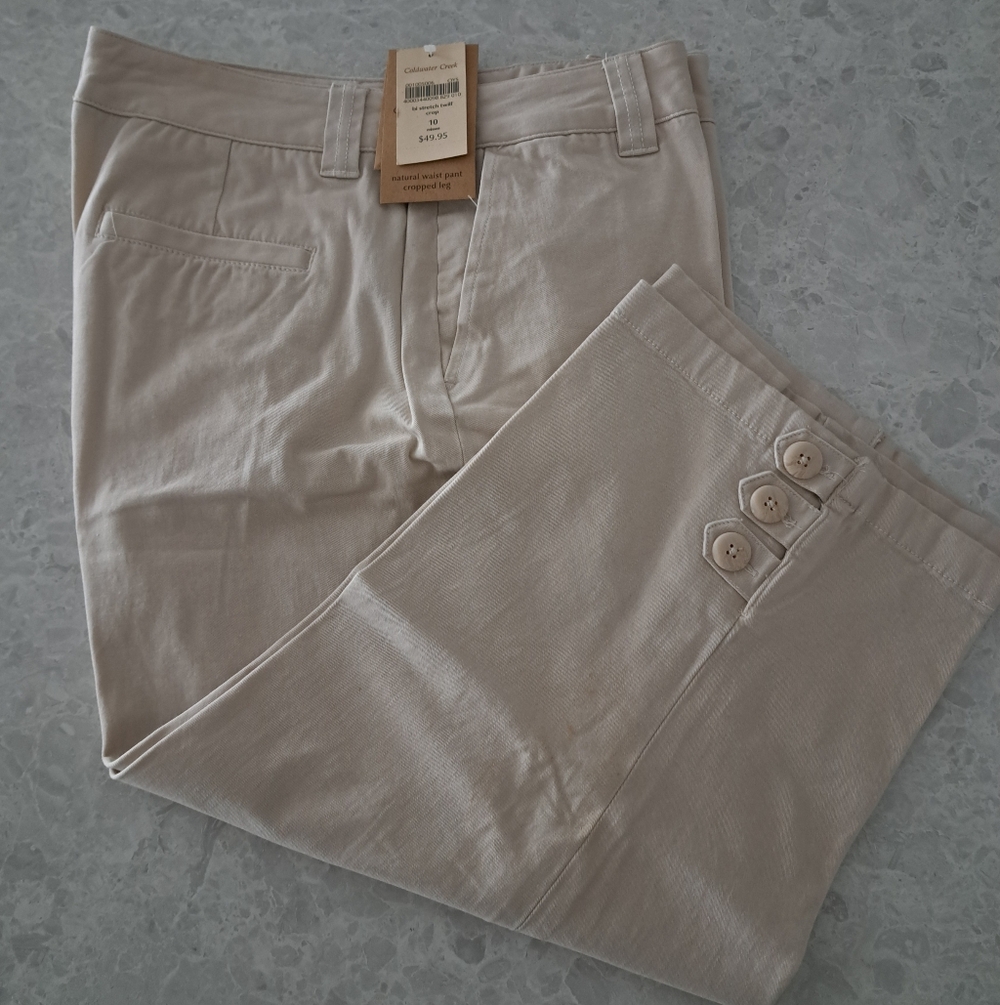 Coldwater Creek Women's Light Tan Cropped Pant Size 10 NWT